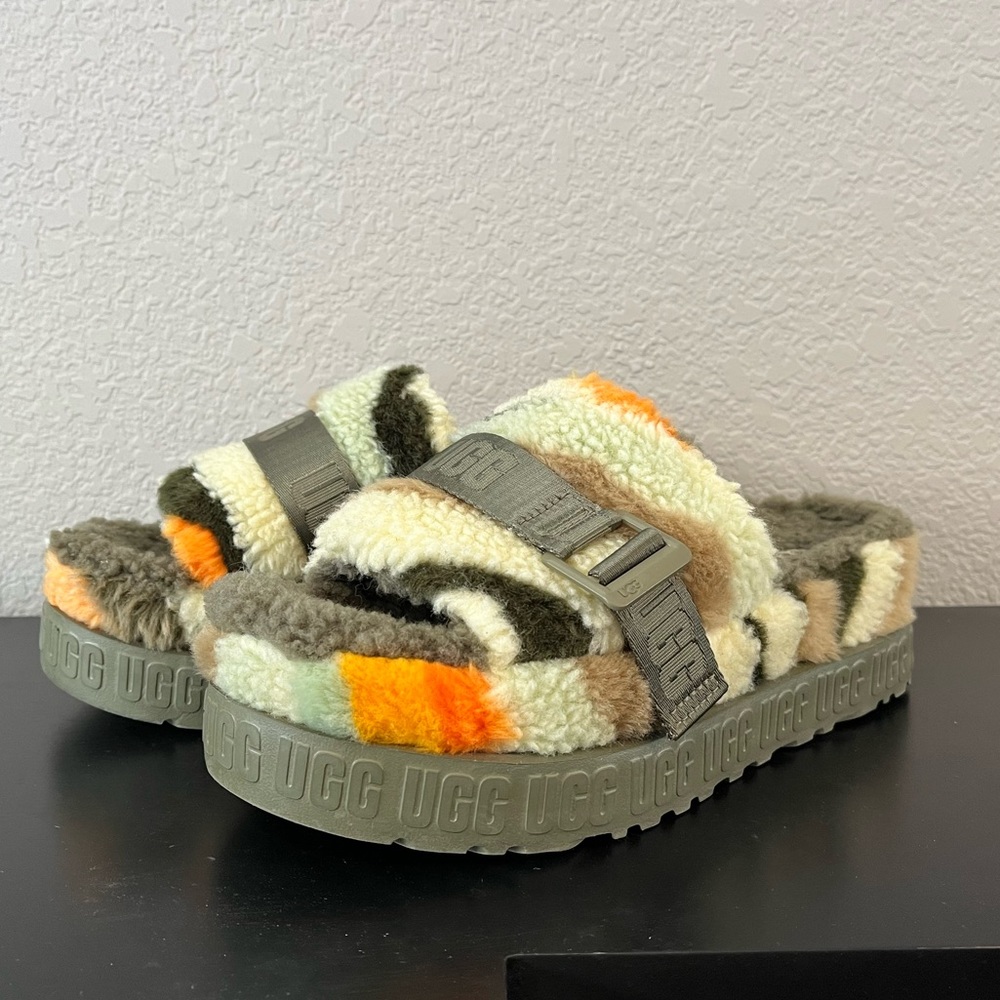 Ugg Fluffita Cali Collage Olive Slide Slipper